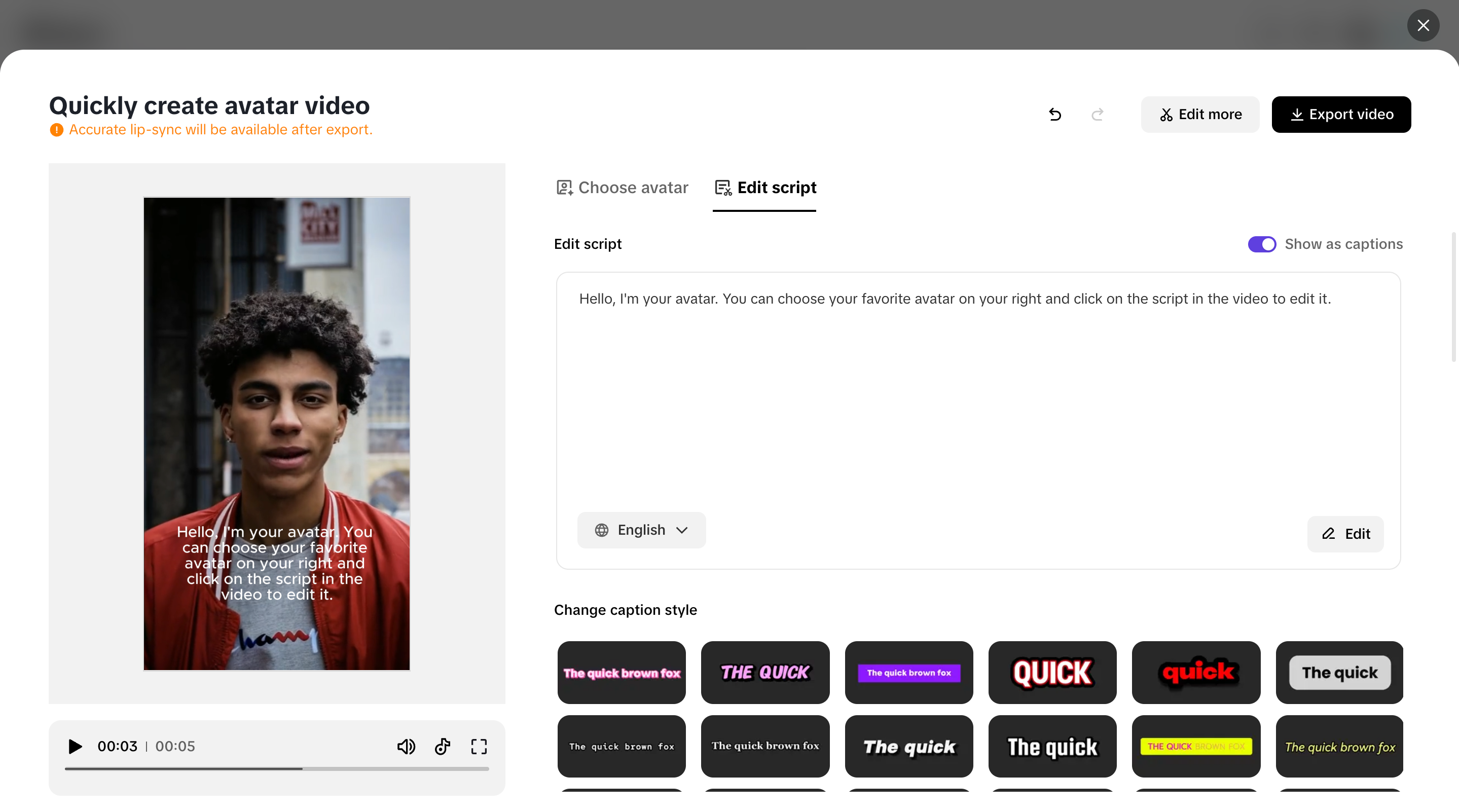 Edit your avatar video