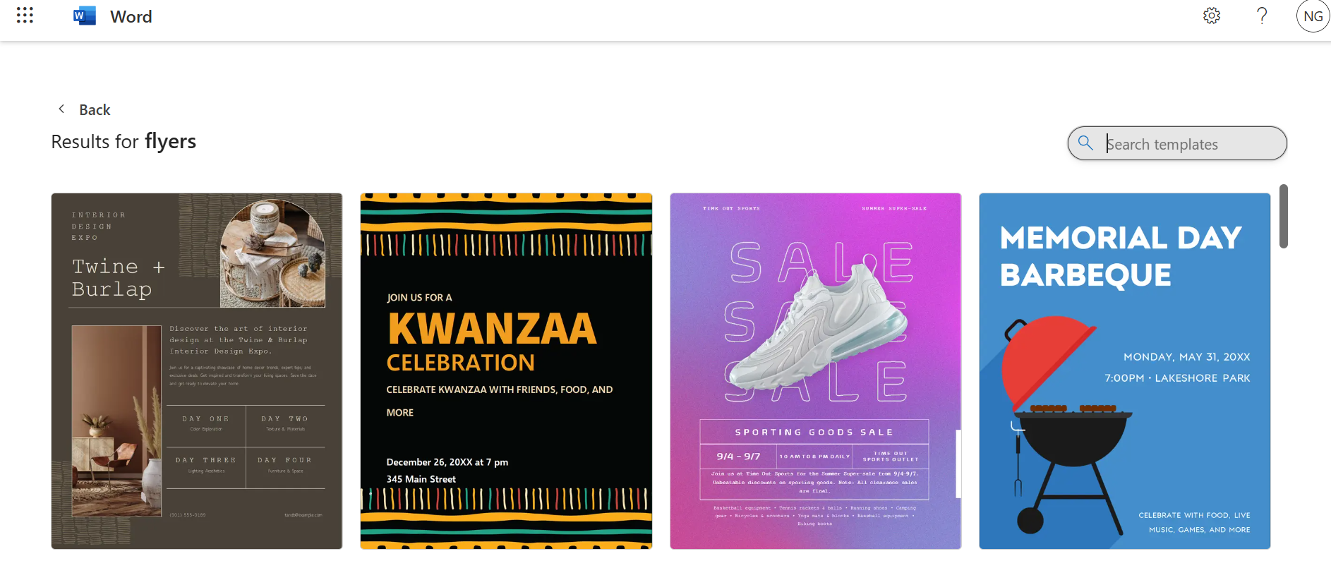 Wählen Sie eine Vorlage aus