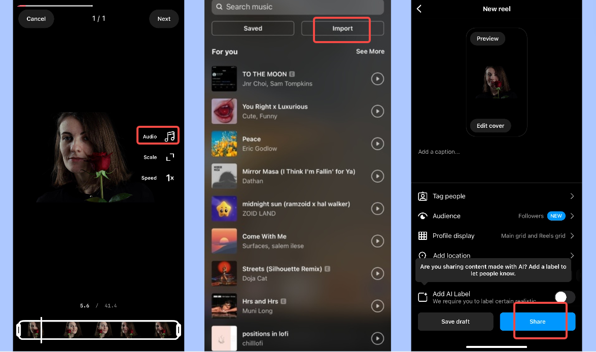 Add your own audio to Instagram Reels