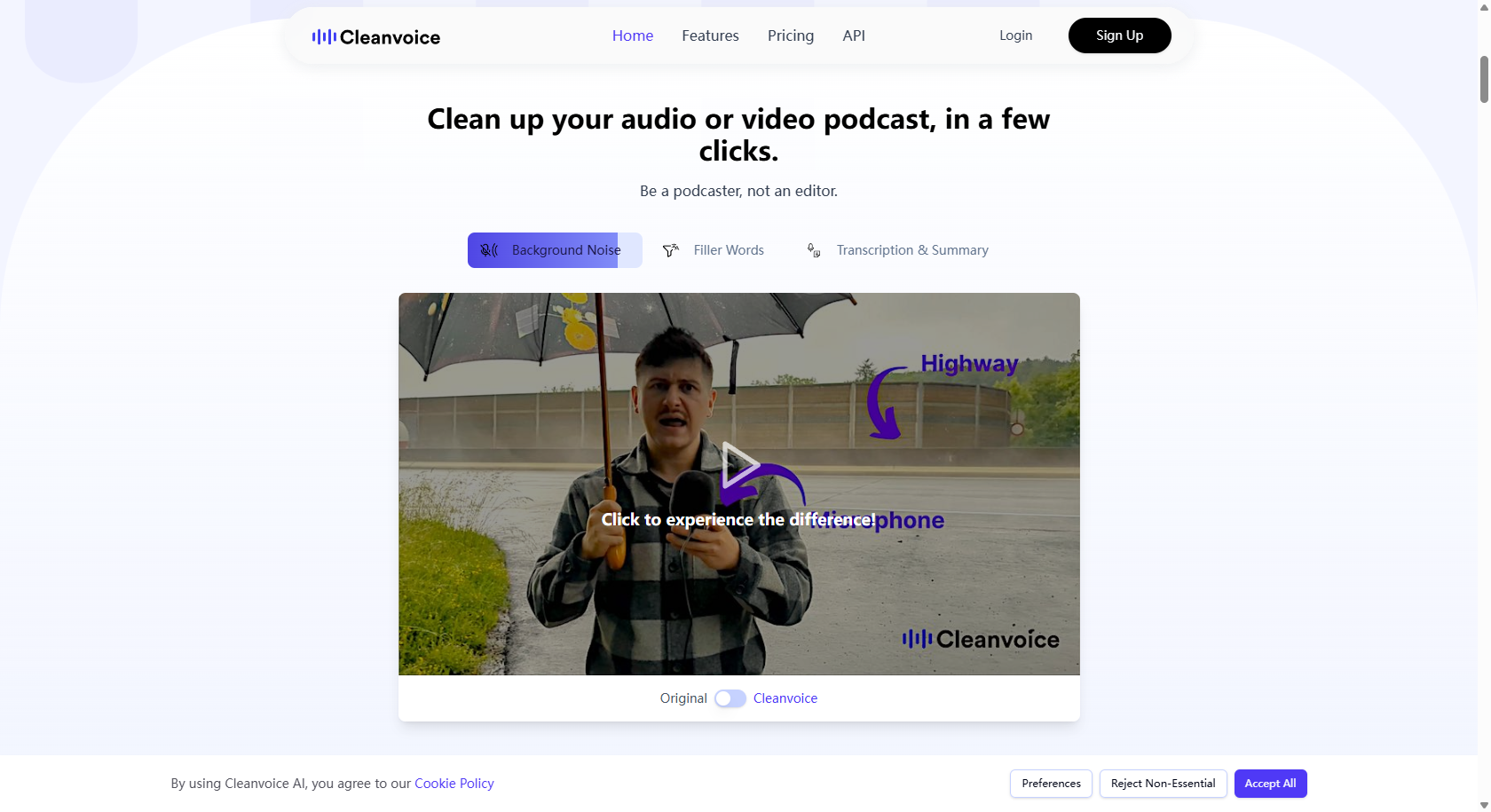 Cleanvoice AI interface