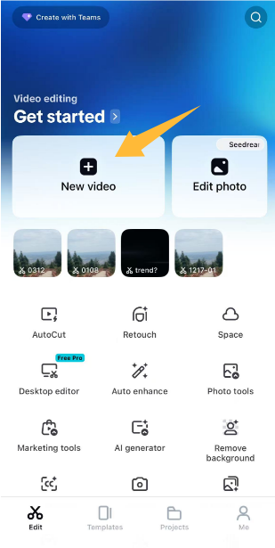 Import the video to speed it up in CapCut
