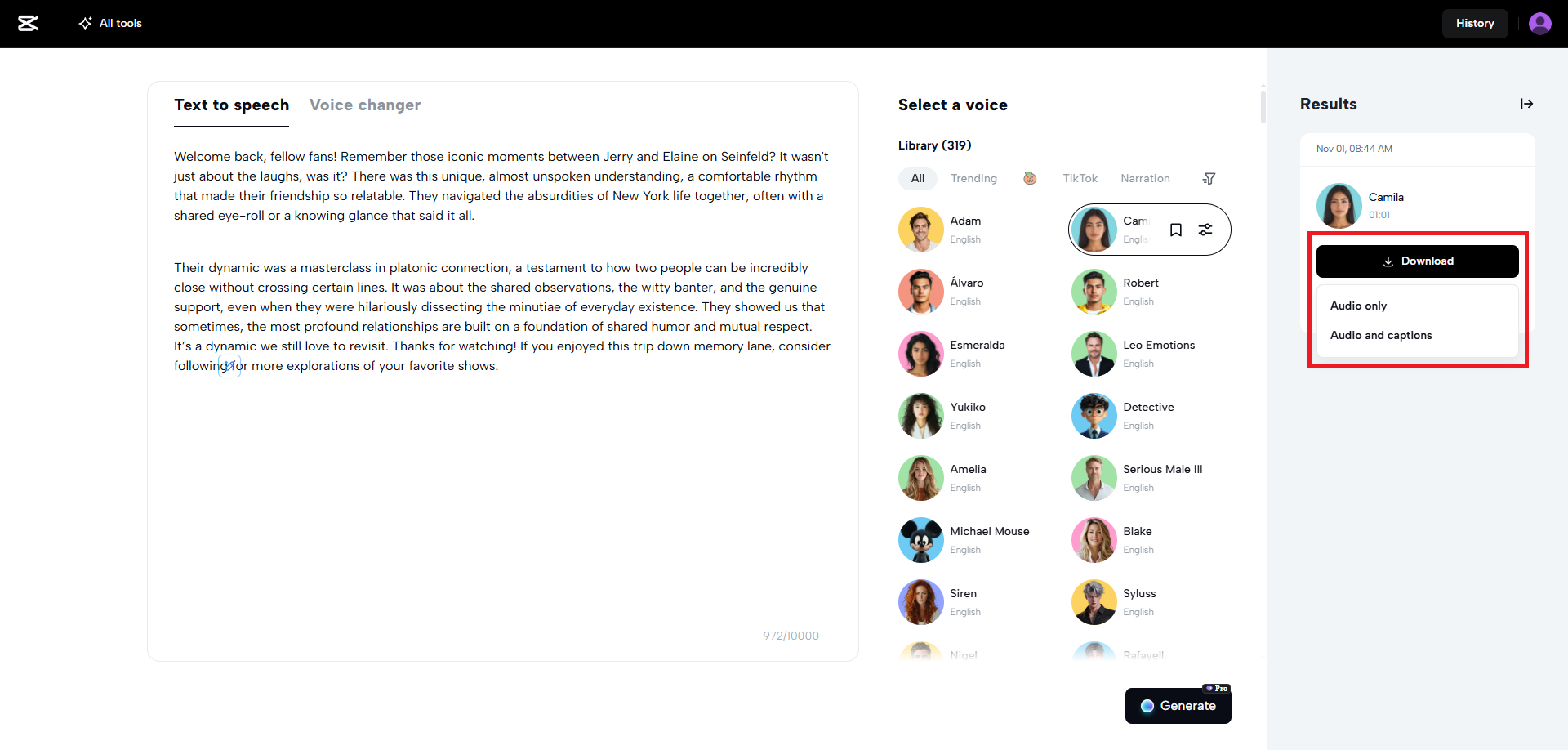Export your audio file