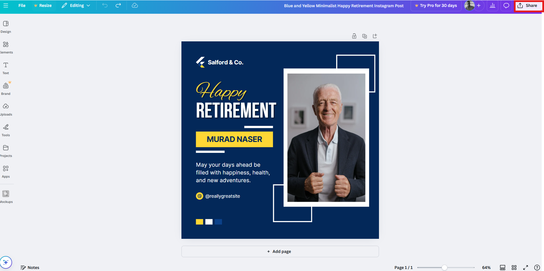 Invitation card retirement