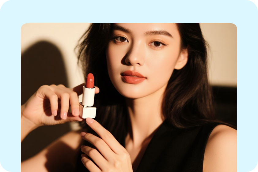 AI hand applying nail polish or makeup