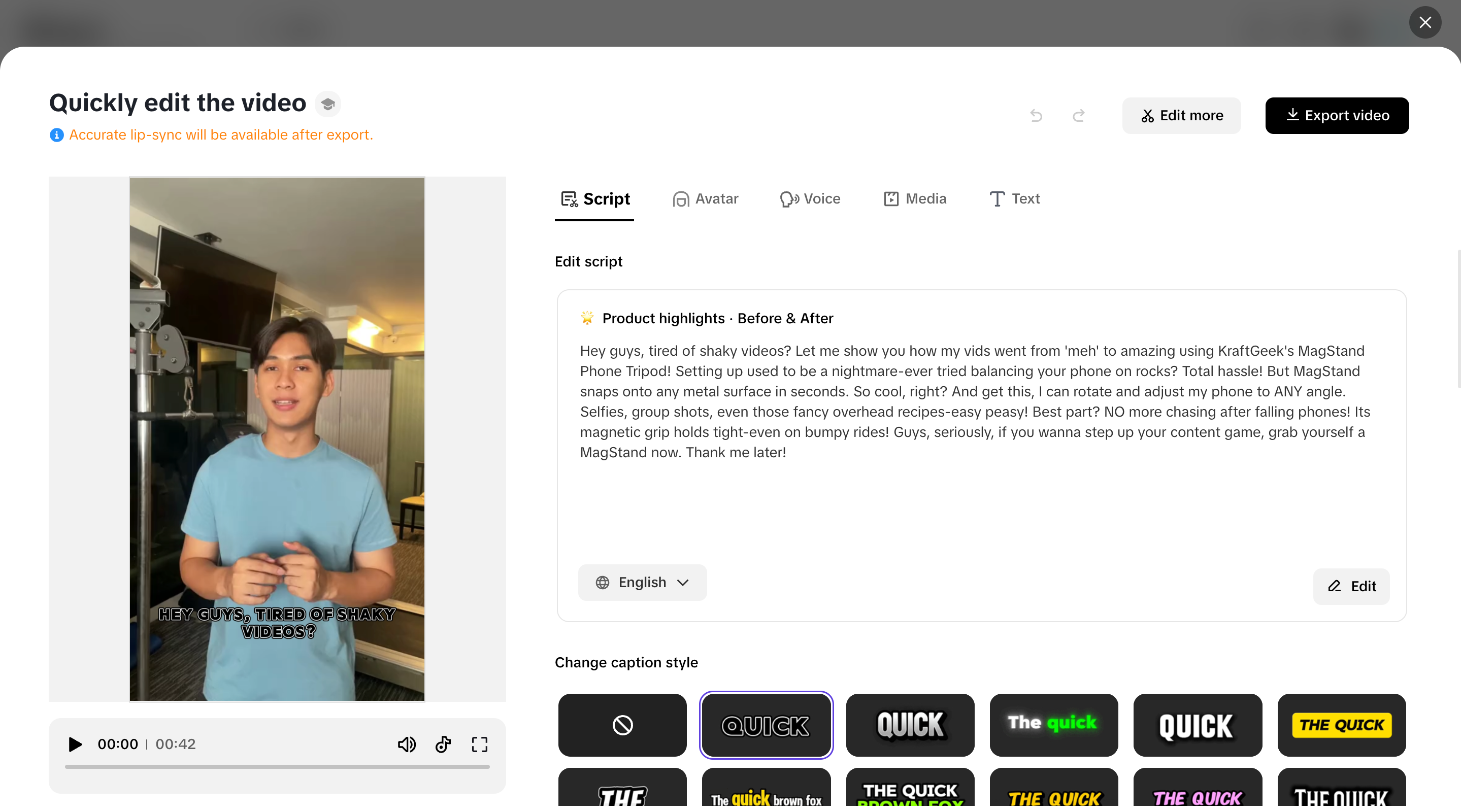 Customize the video template