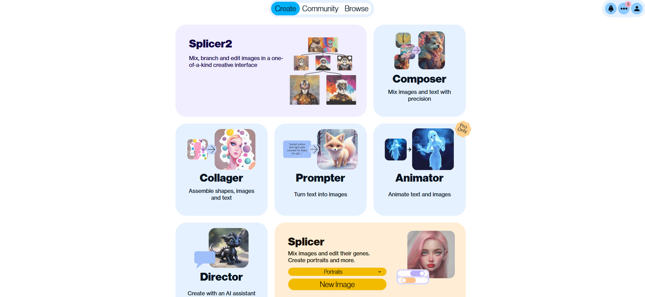 Interface ng Artbreeder