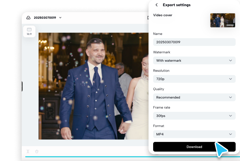 Export your wedding invitation videos