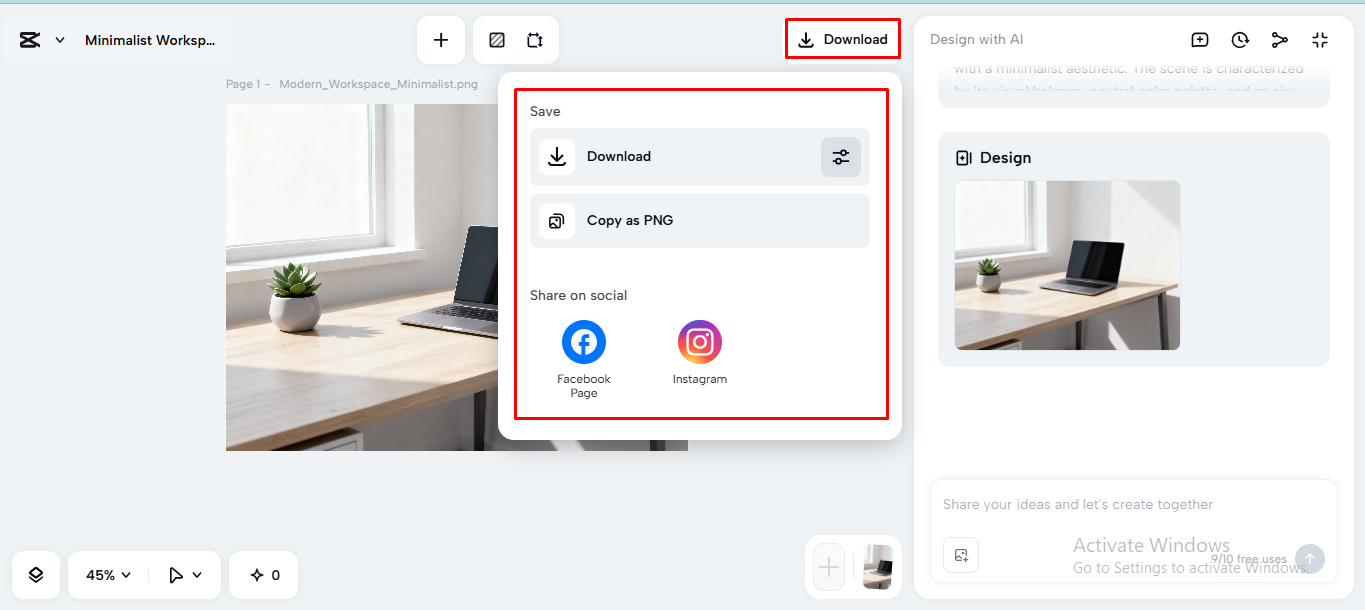 Exporting the media from the CapCut desktop video editor