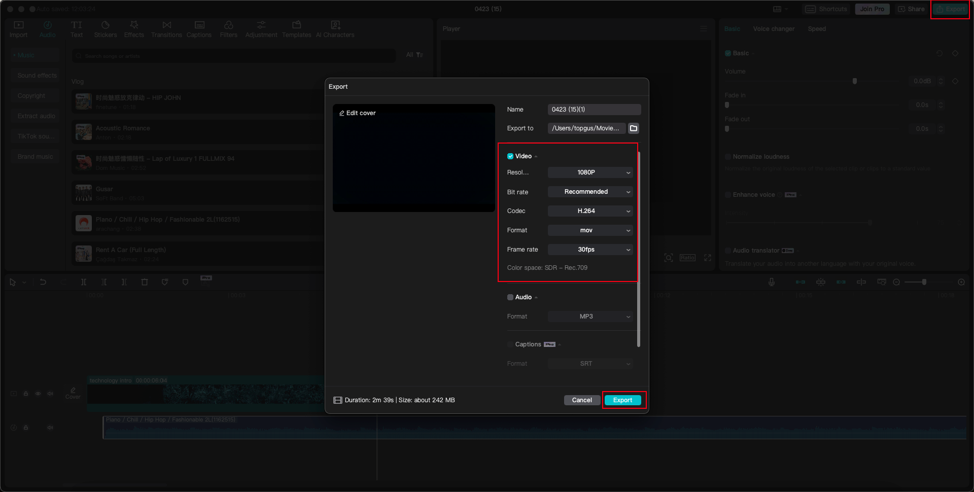 export on CapCut