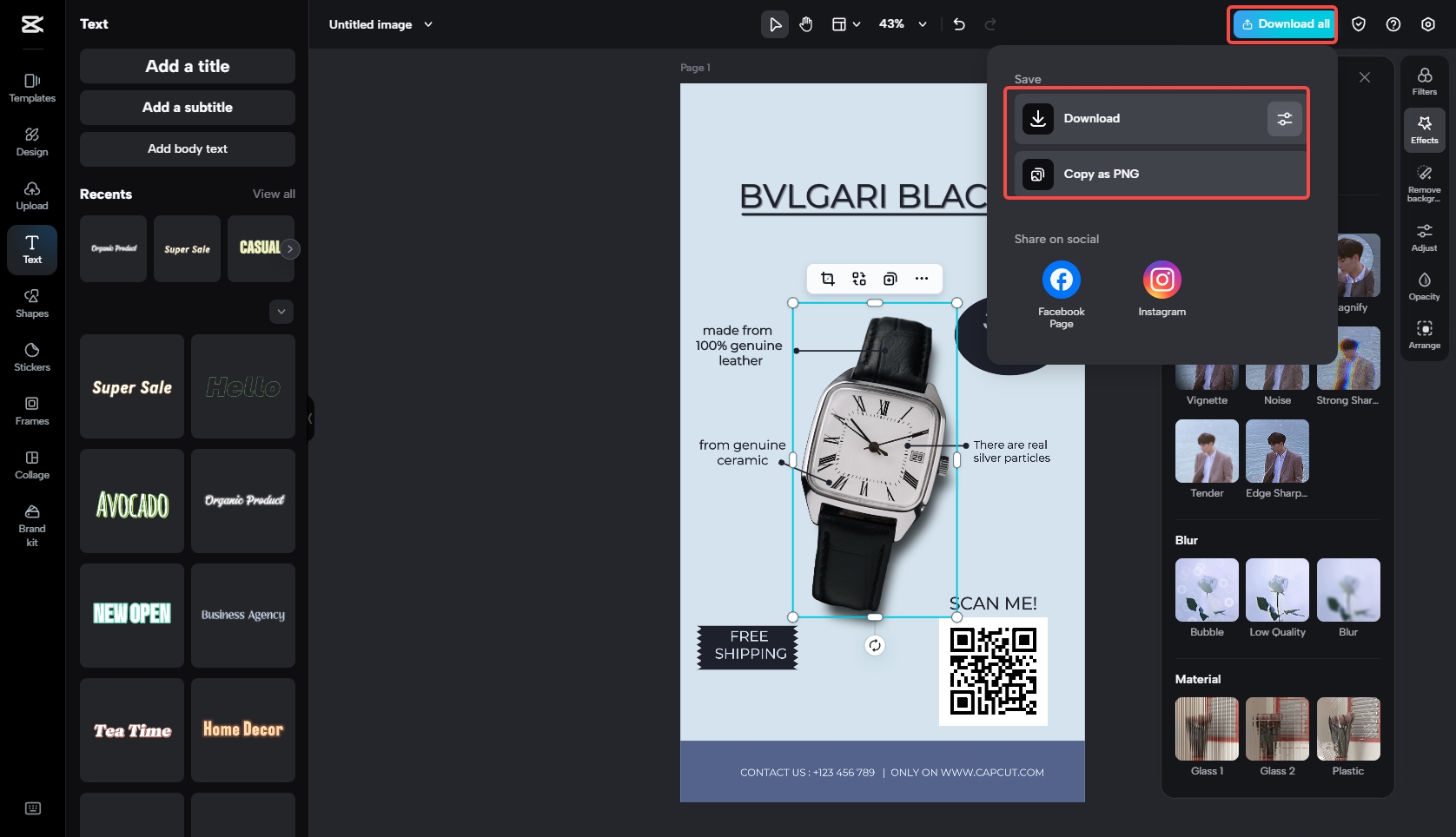 Export the polished QR code image