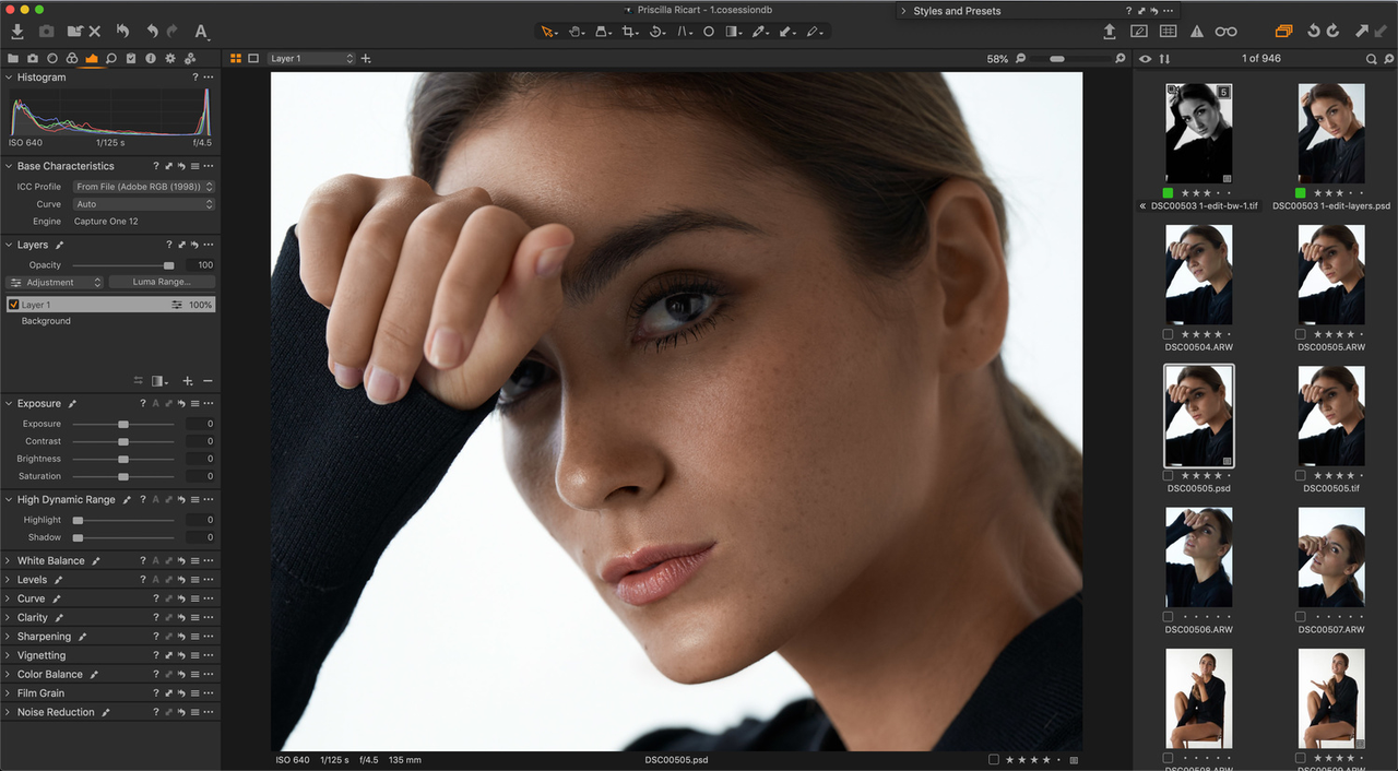 Interface of Capture One - a user-friendly Lightroom alternative 