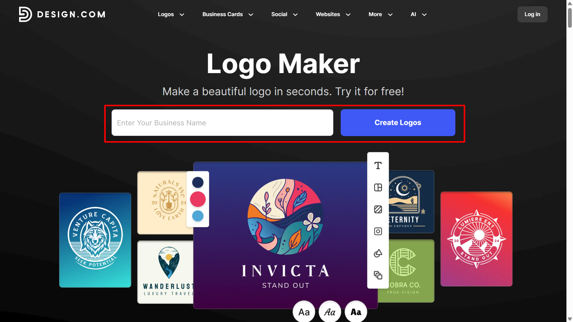 Accéder à Design et commencer votre logo