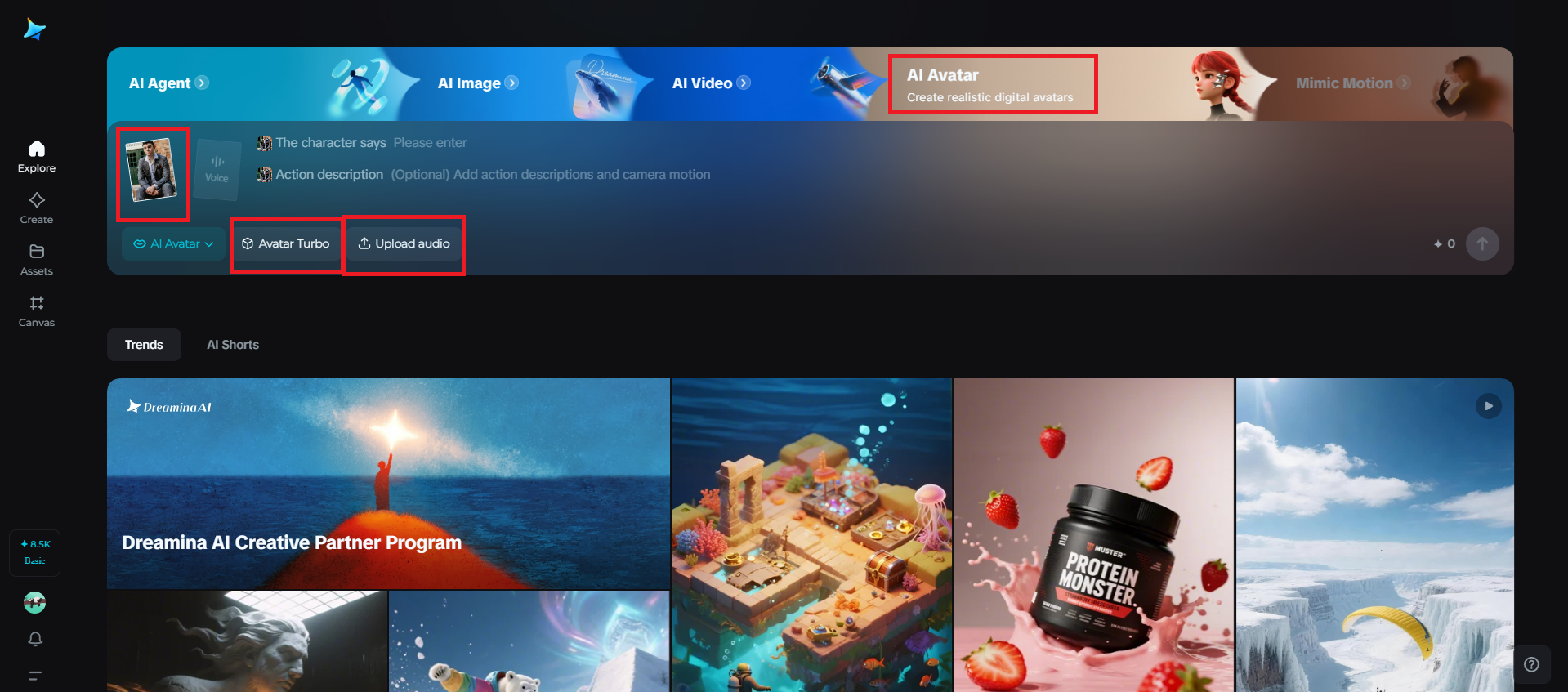 Select the model and upload an image