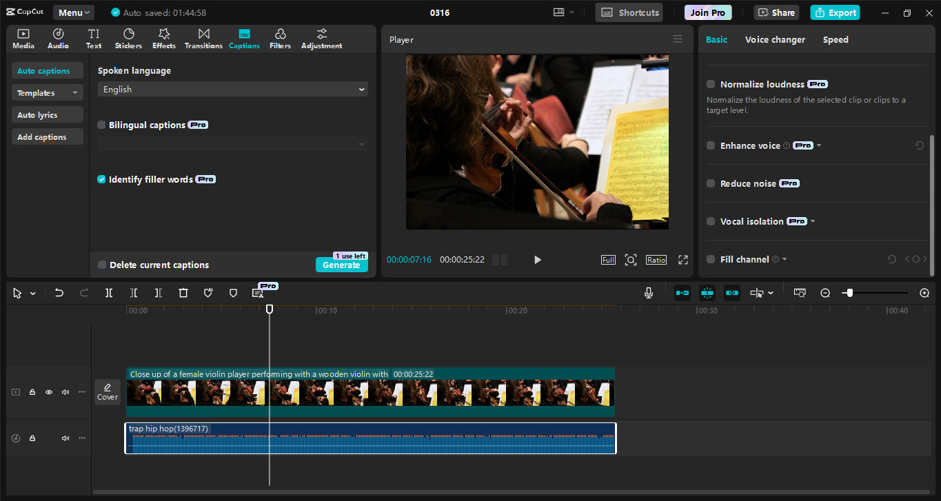 Interface of CapCut desktop video editor - the best tool to add music to videos