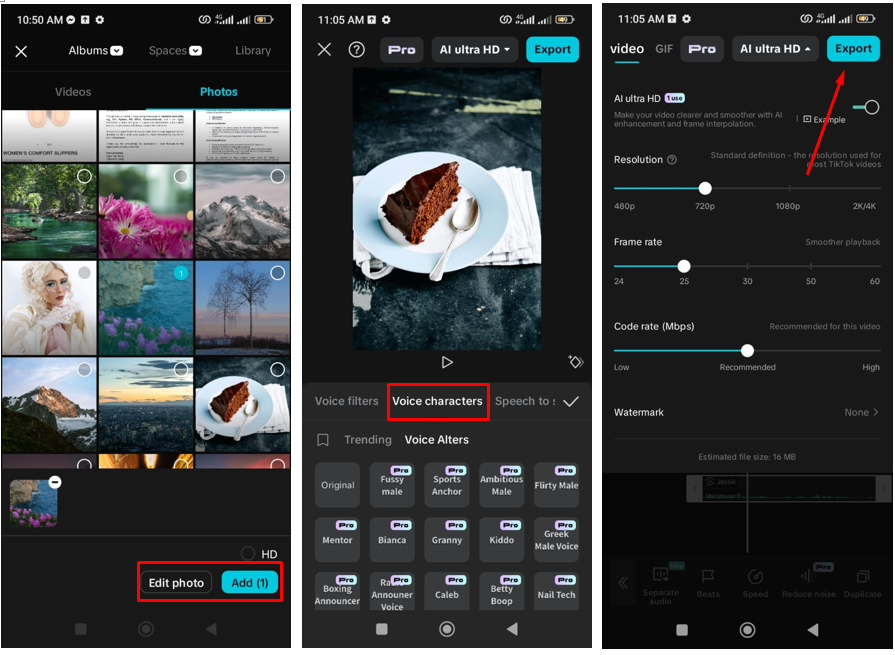Image showing how to use voice changers on the CapCut mobile app