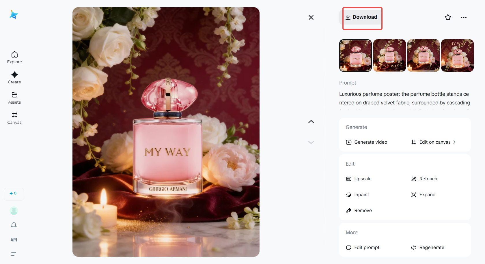 Download the generated perfume poster