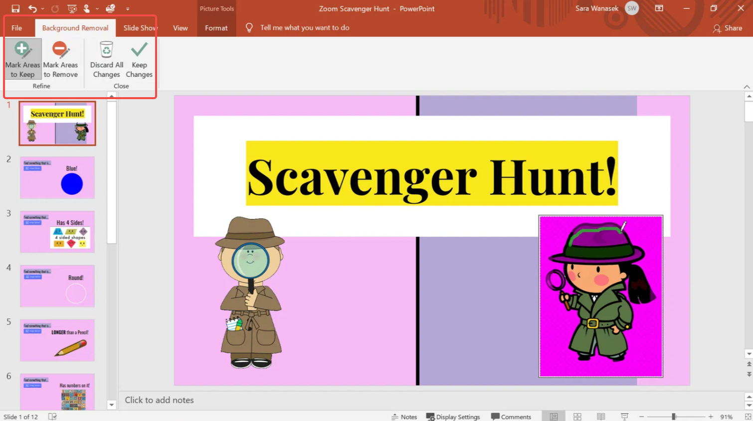 Adjust the mark areas to keep in PowerPoint
