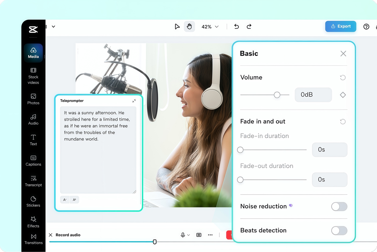 Graba tu audio en CapCut