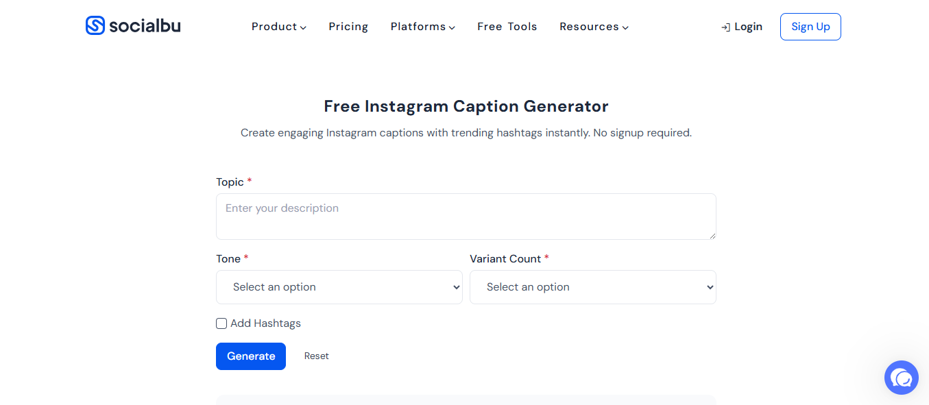 SocialBu - AI tool for social media caption writing