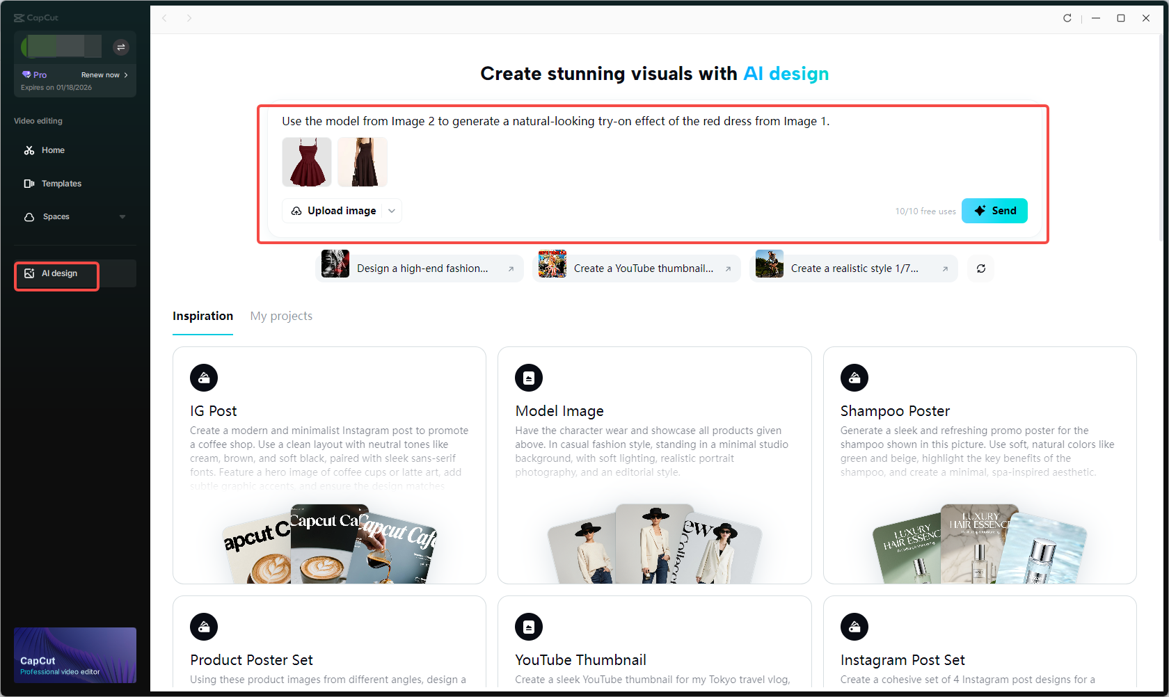 Upload outfit images and a model