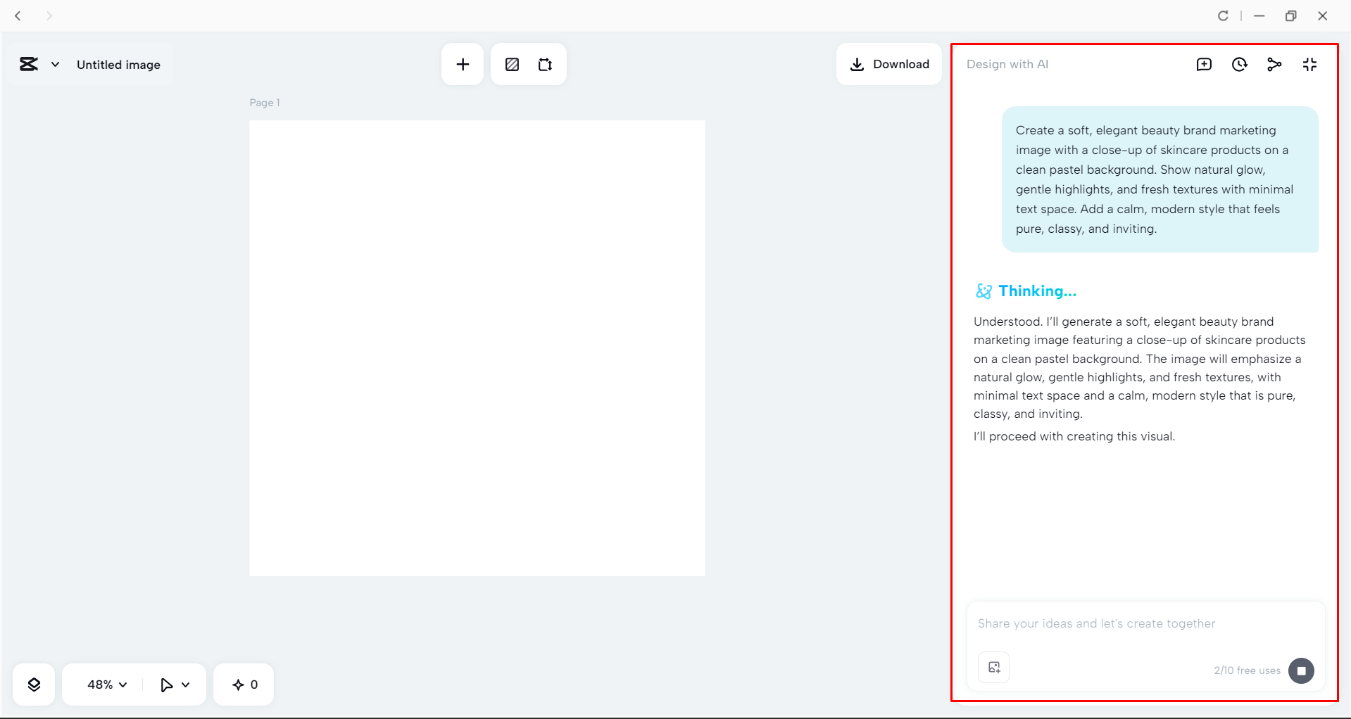 Generating an image for Facebook in the CapCut desktop video editor