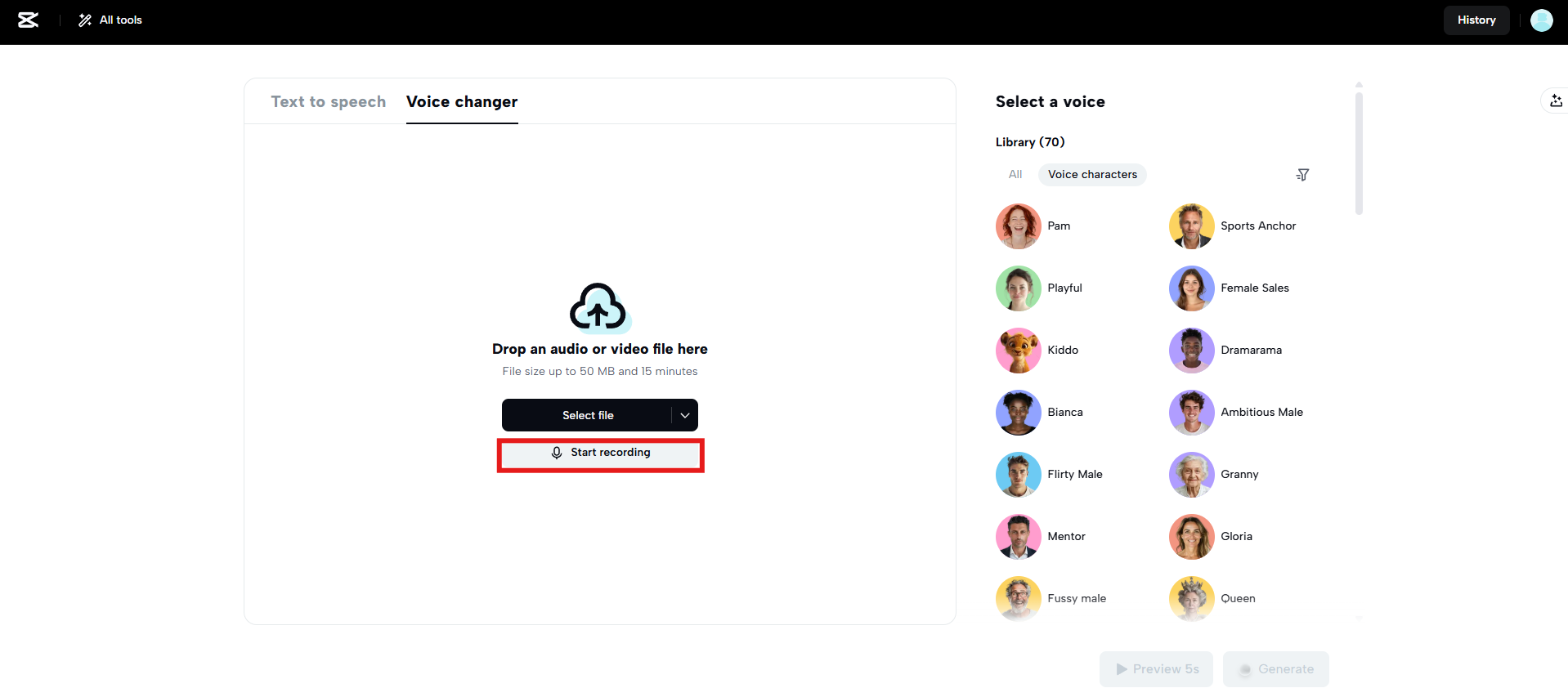 Strumento di registrazione senza interruzioni