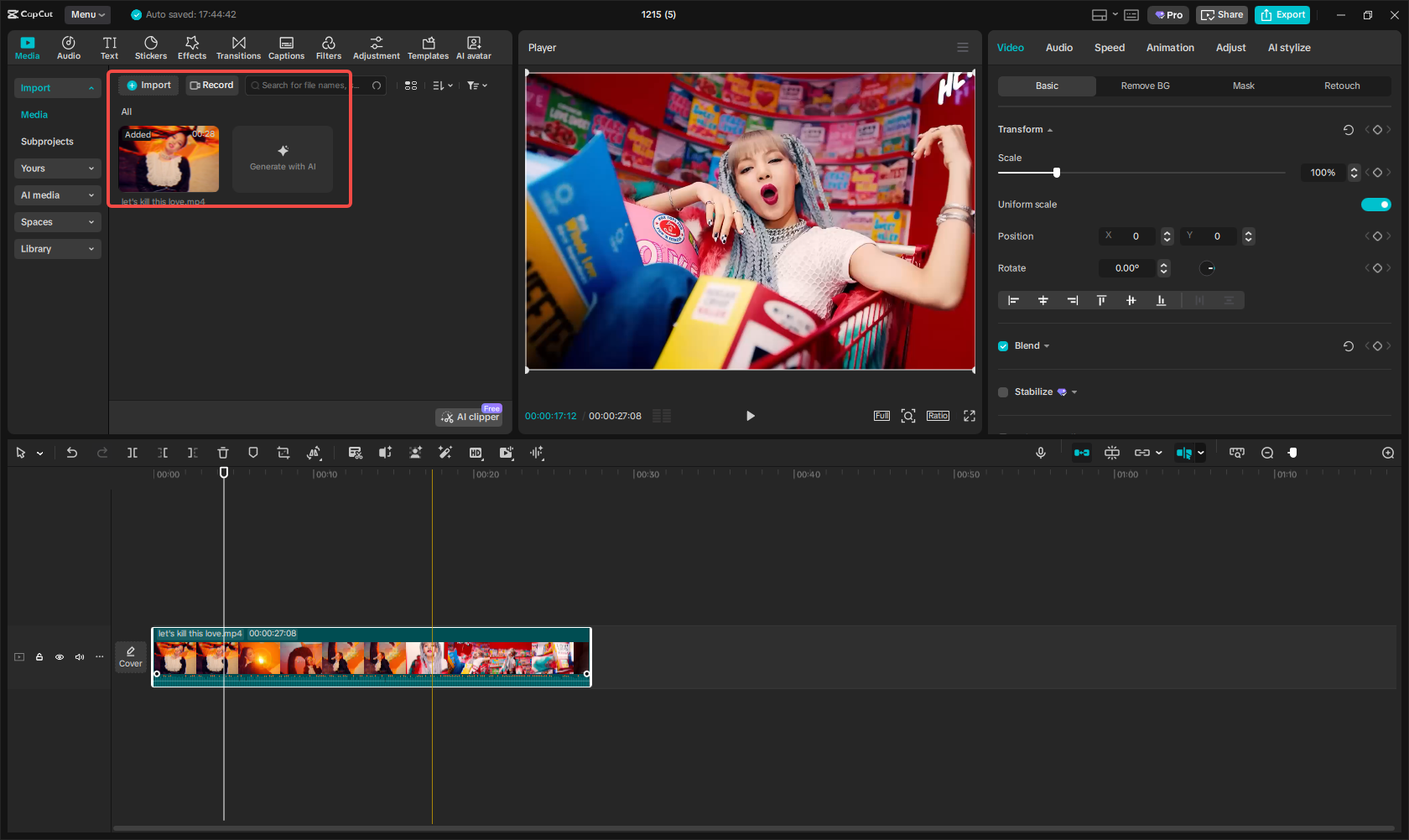 Import your video to the timeline