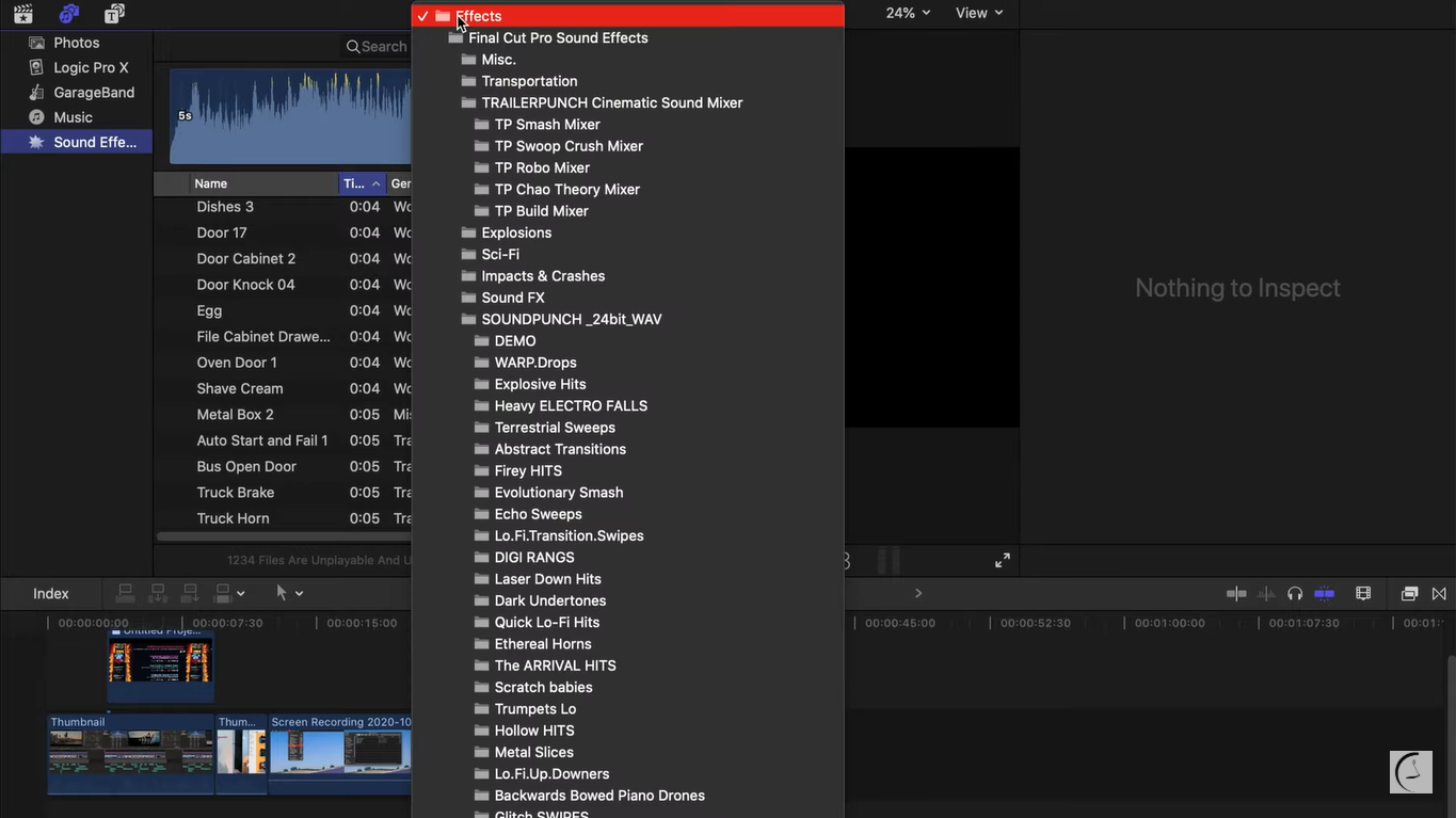 Thêm hiệu ứng âm thanh của bạn trong Final Cut Pro