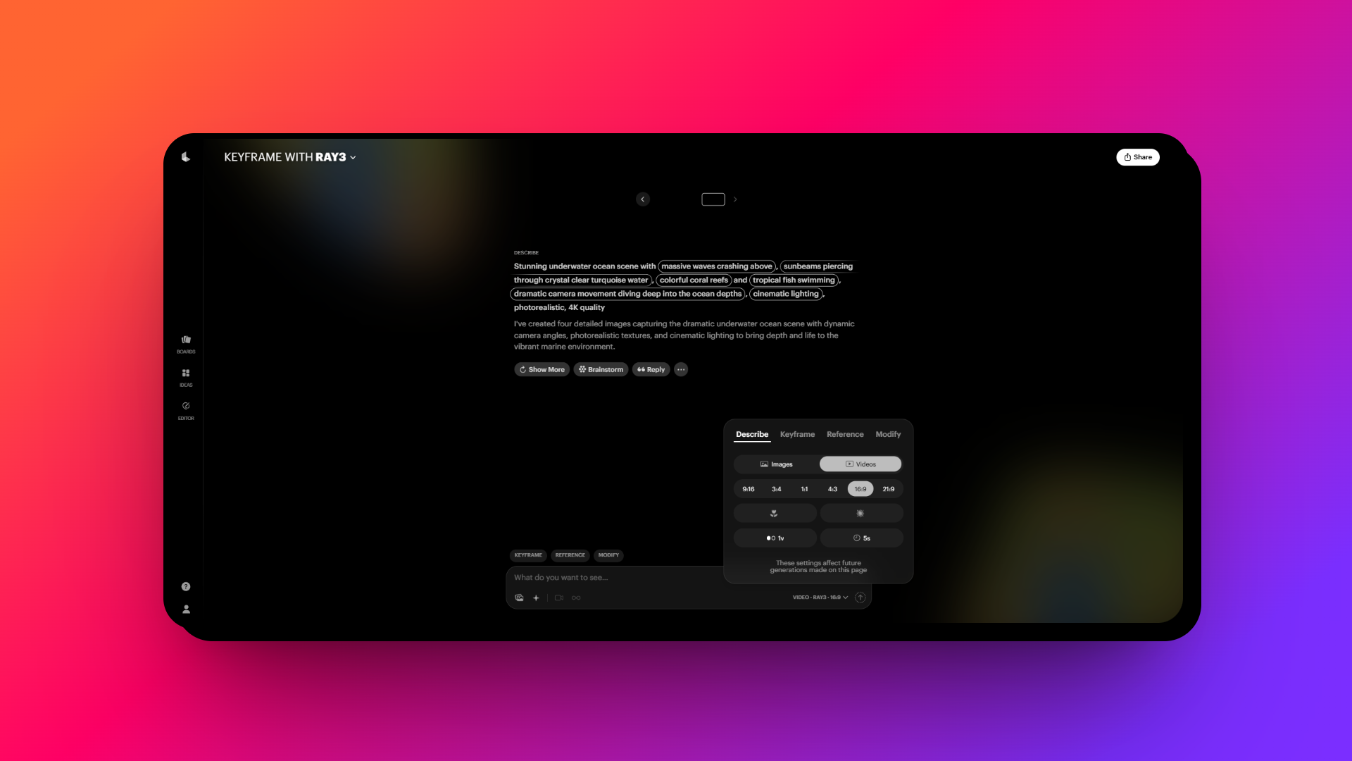 Ange din prompt och välj dina alternativ