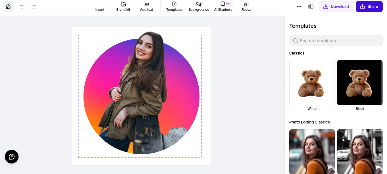 PhotoRoom is a web-based tool, allowing users to generate circular profile pictures