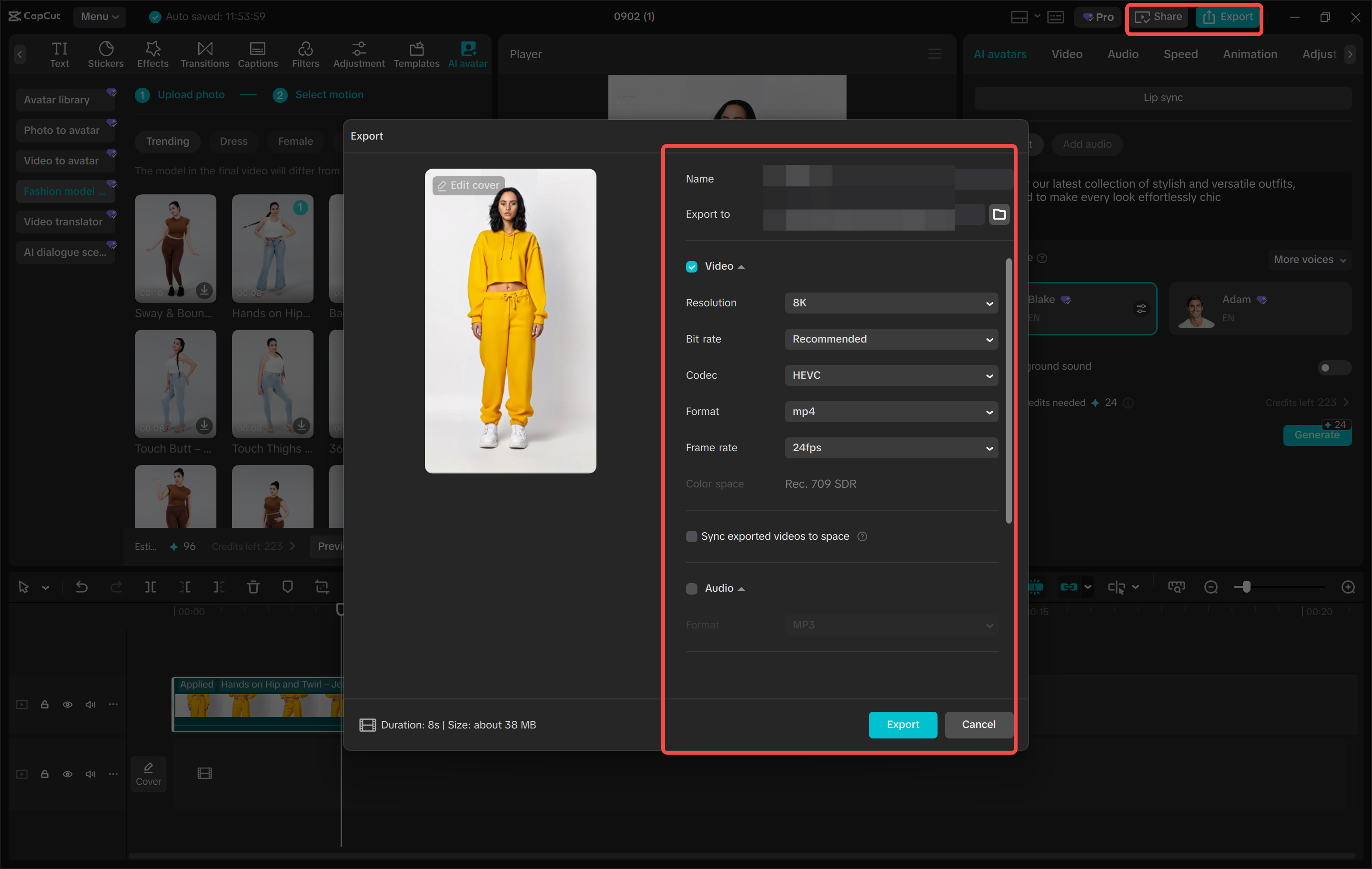 Downloading an AI model from the CapCut desktop video editor