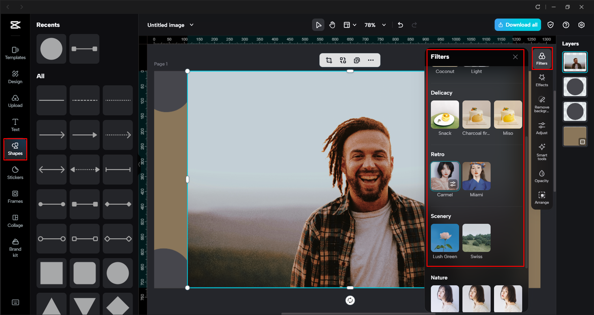 Úprava obrázků pomocí nástrojů AI v editoru videa pro stolní počítače CapCut