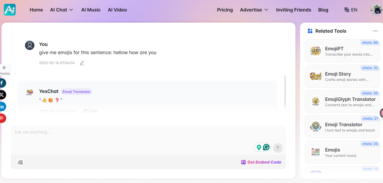 Yeschat Emoji Translator