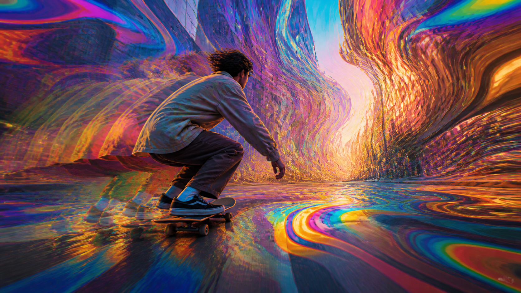 LSD Hallucinogenic Gelombang Warna asal 16: 9 kesan visual 2