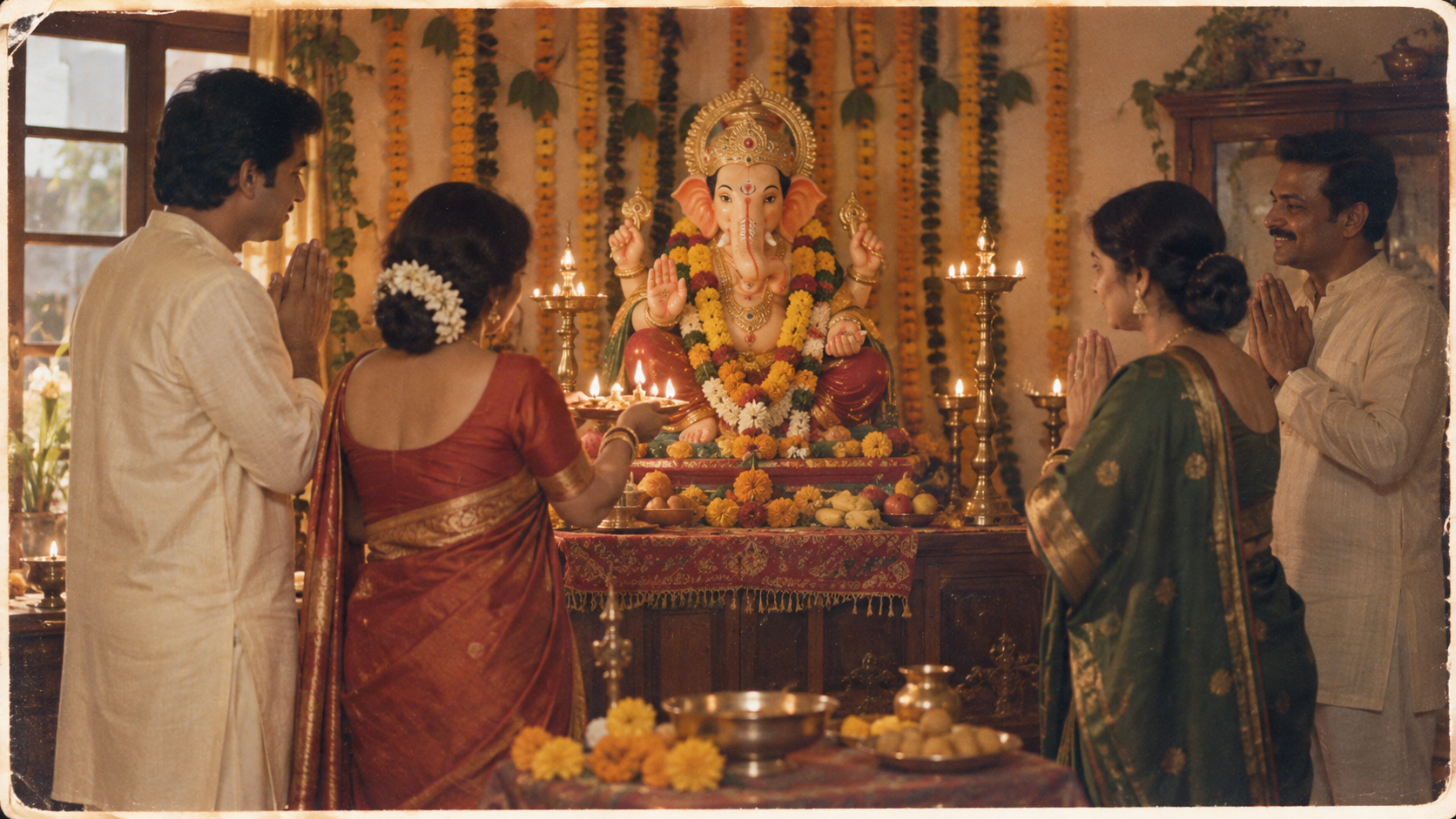 Retro Ganesh Chaturthi Ai Photo Prompts with Dreamina example created for Dreamina