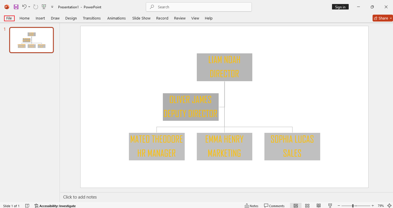 how to build an organizational chart in powerpoint