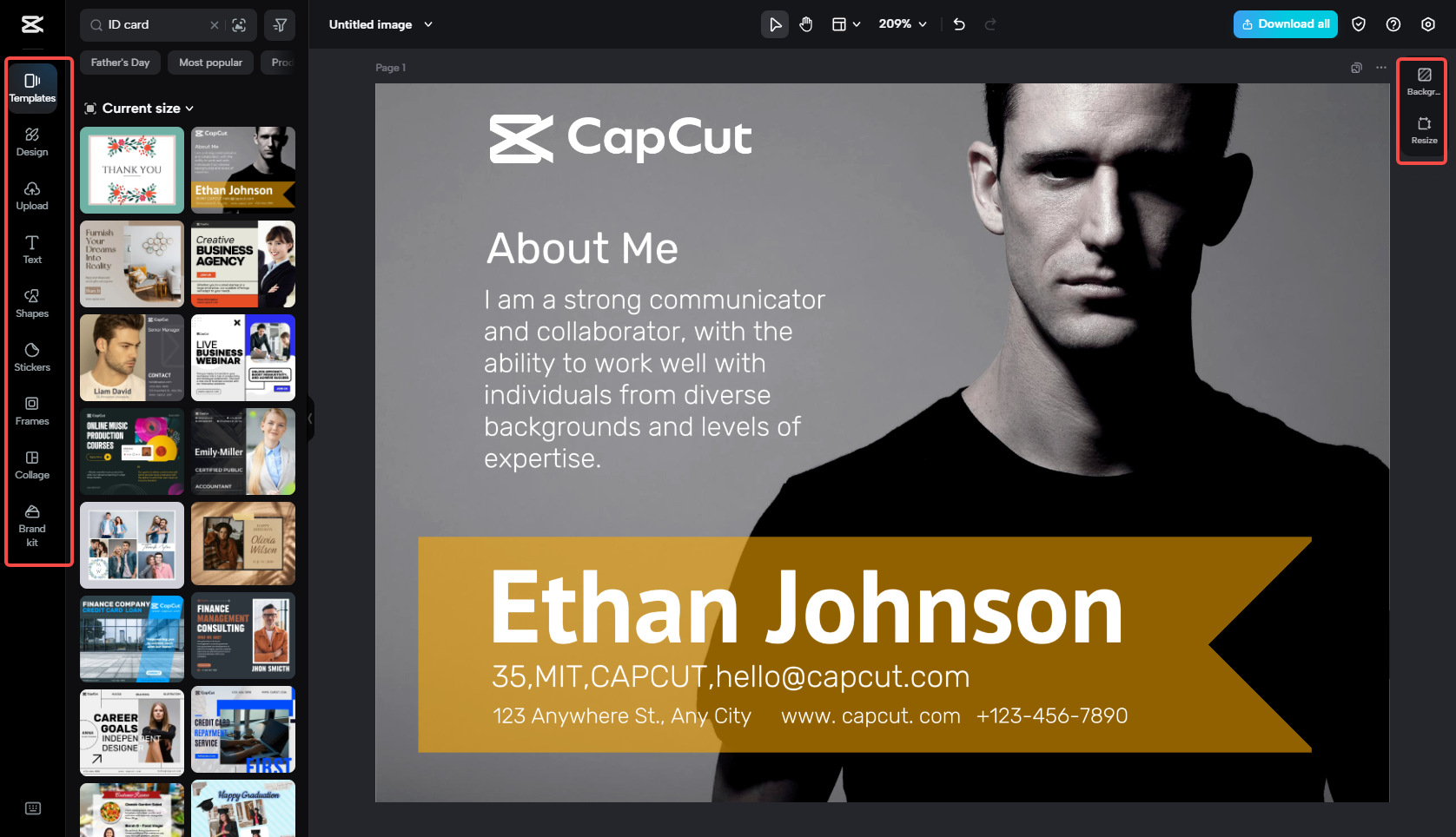 Designing the ID card in CapCut