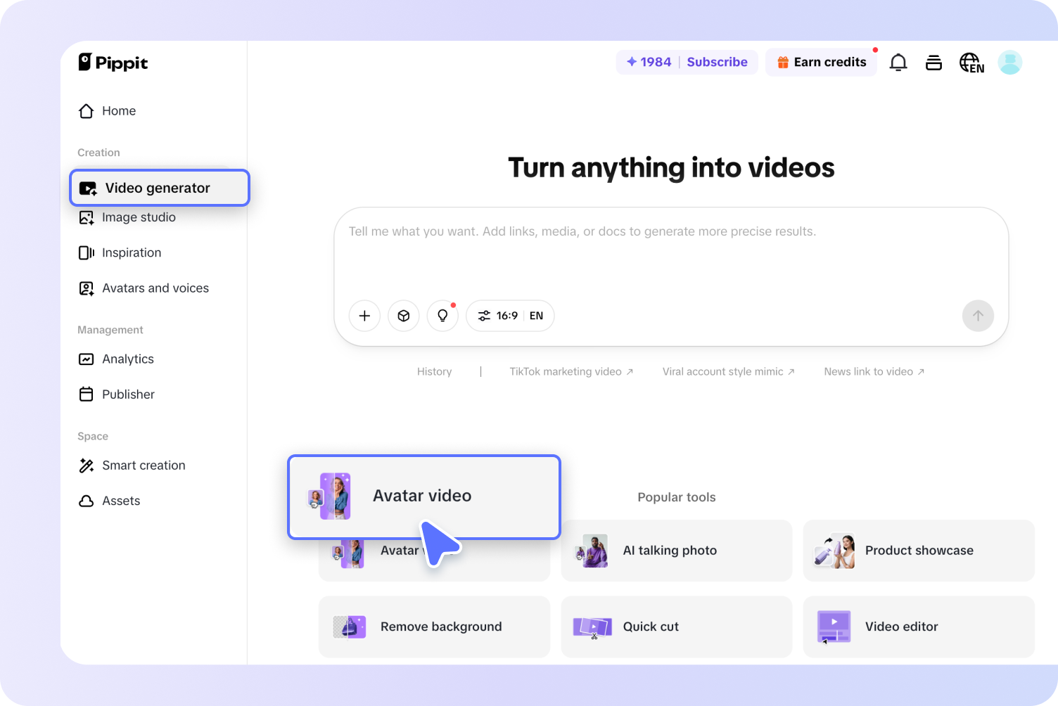 Create a talking avatar