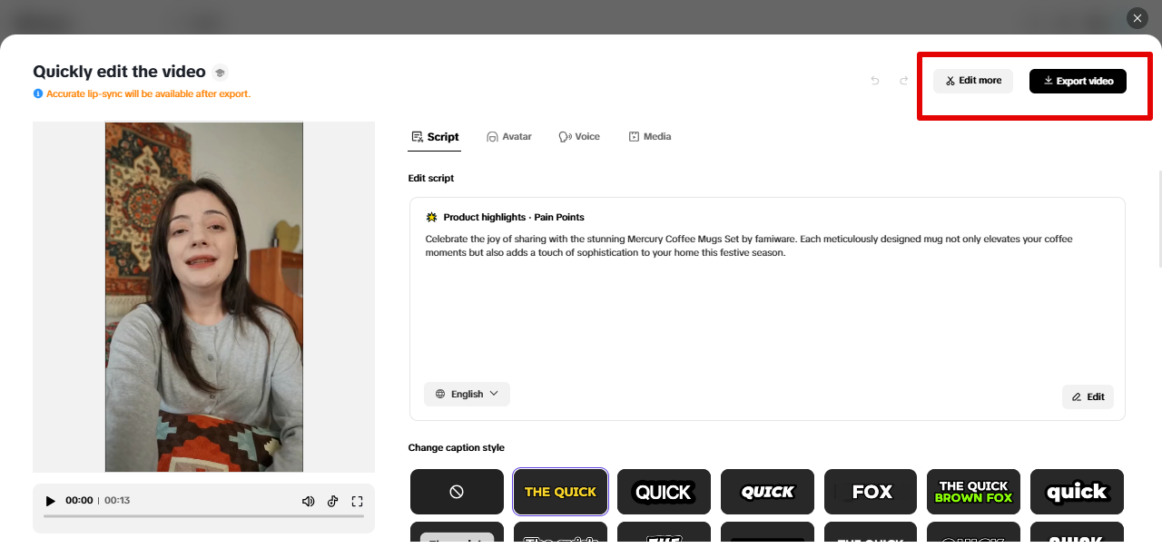 exporting video from Pippit