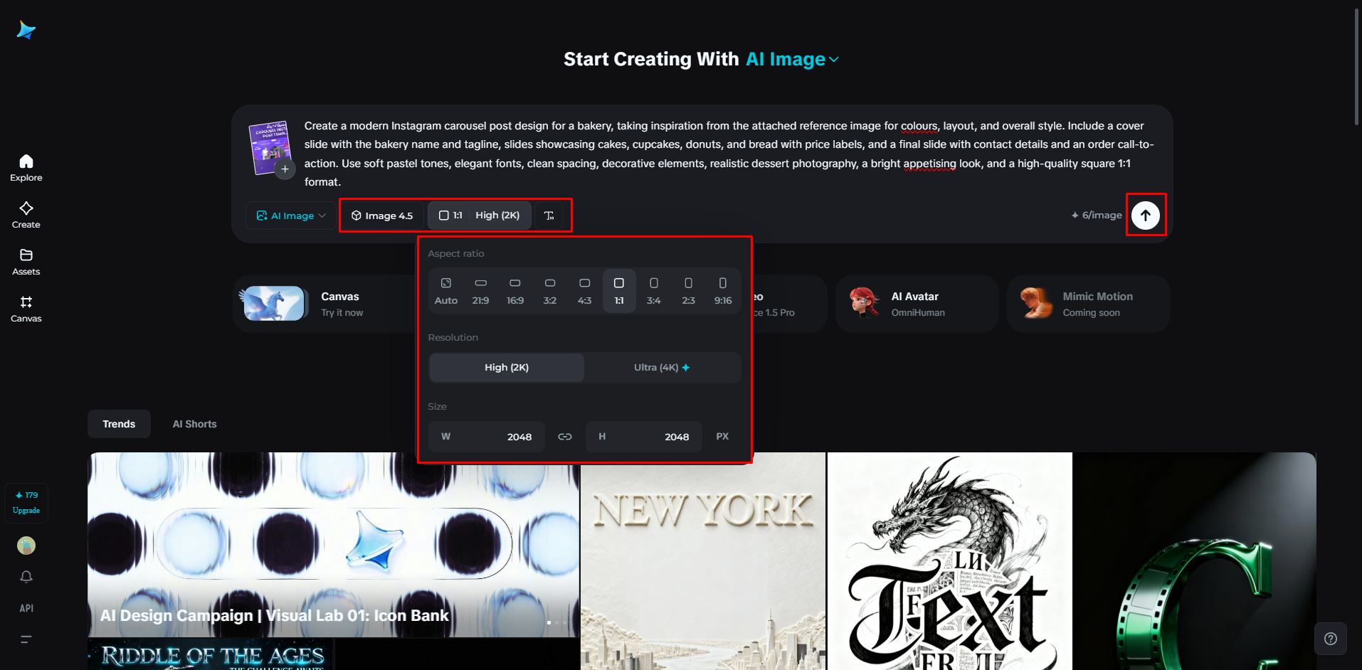 Generar una imagen en carrusel