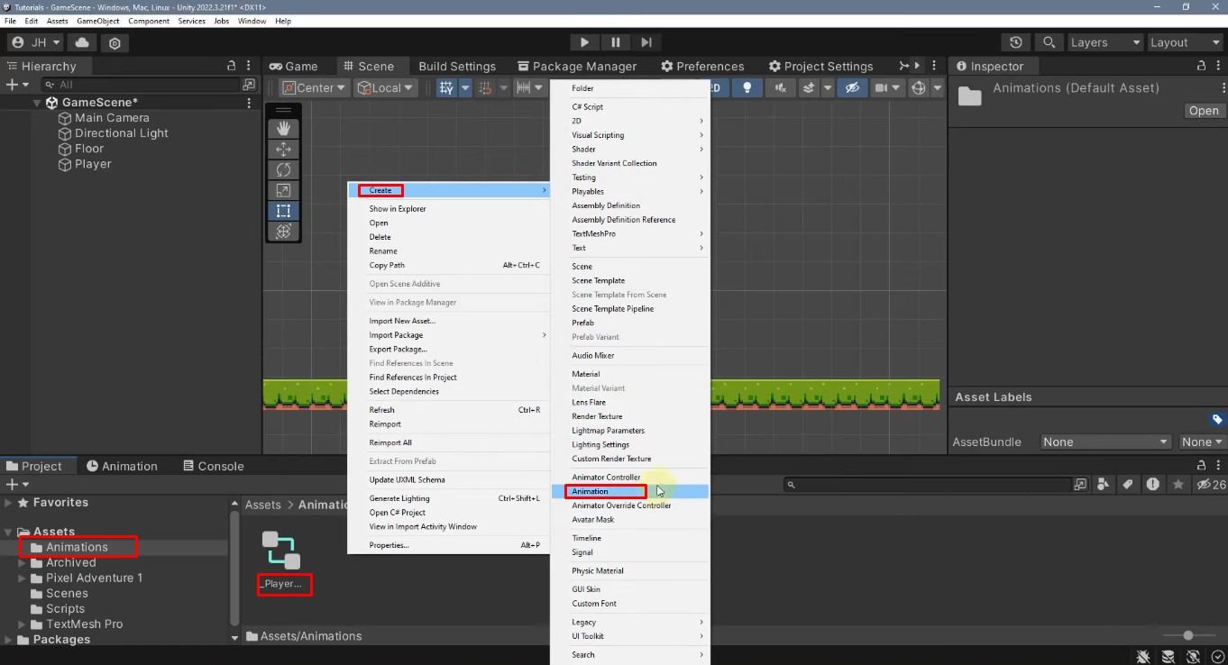Tạo một clip hoạt hình trong cửa sổ Animation của Unity.