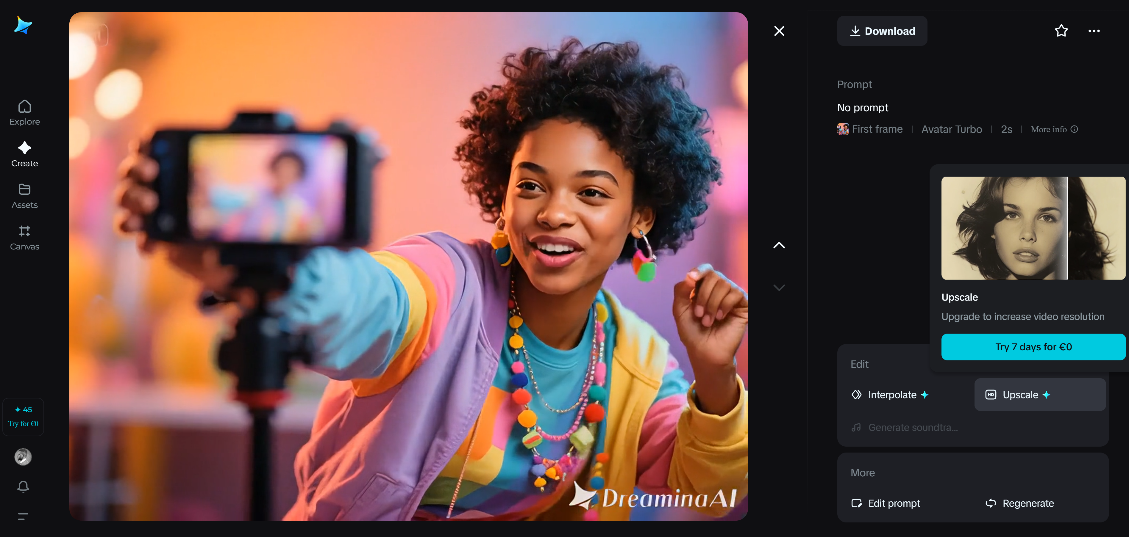Dreamina HD upscale