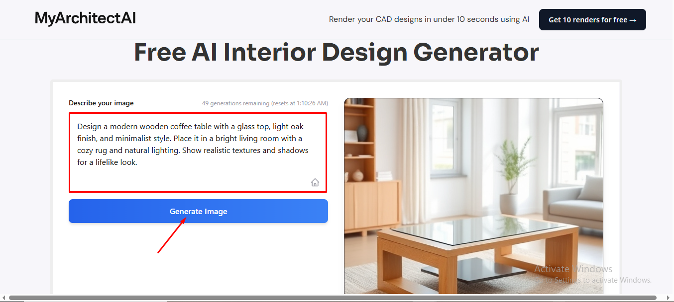 MyArchitectAI - a well-known AI furniture generator free