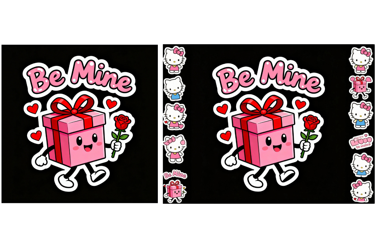 Expand the sticker area with a similar layout using creative expansion