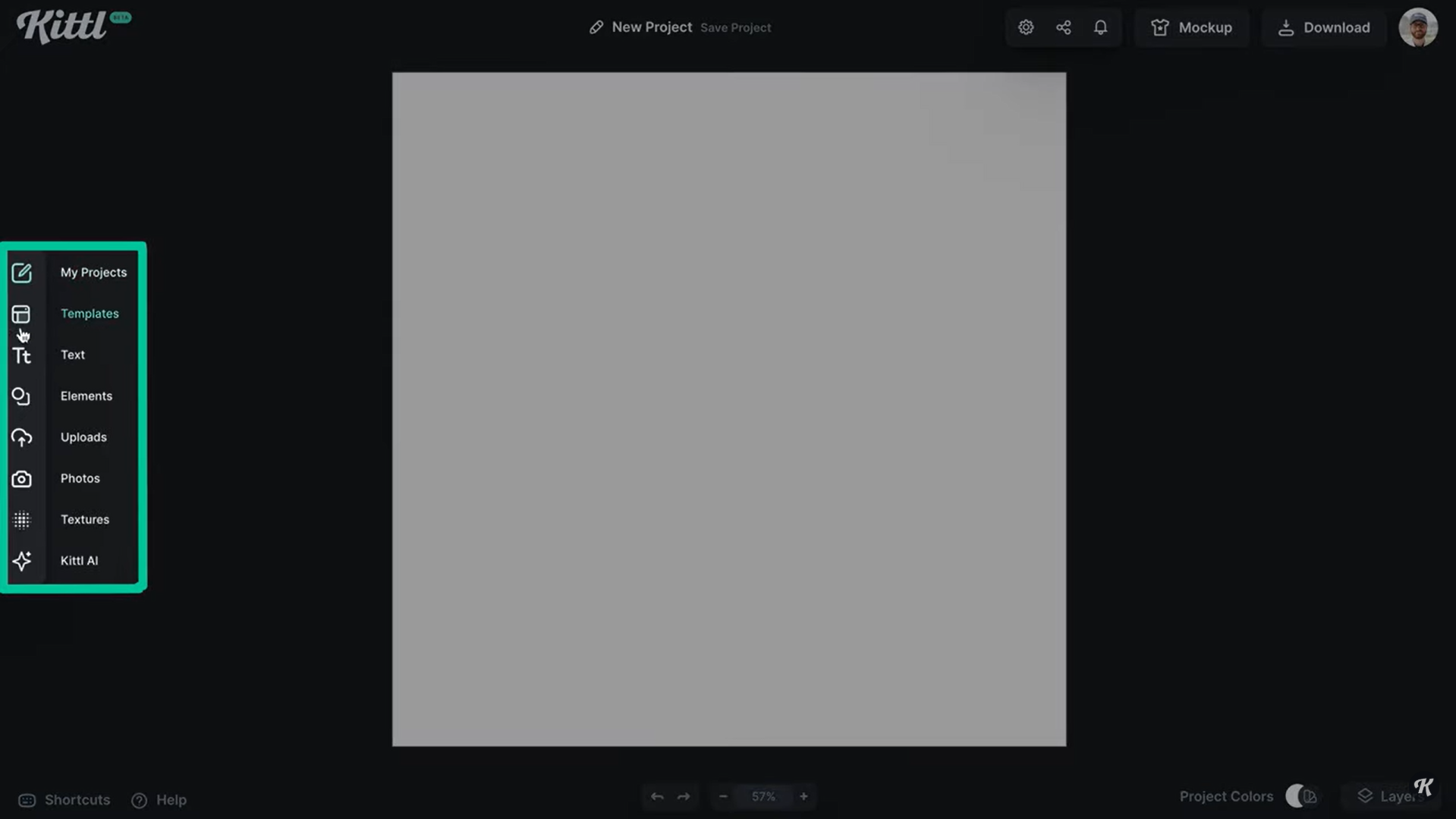 Choosing a suitable template in Kittl design tool