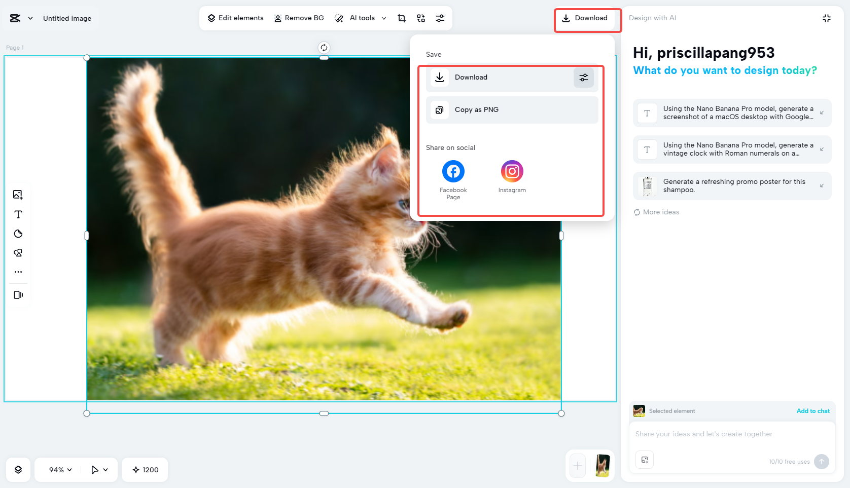 Download your cropped image from CapCut