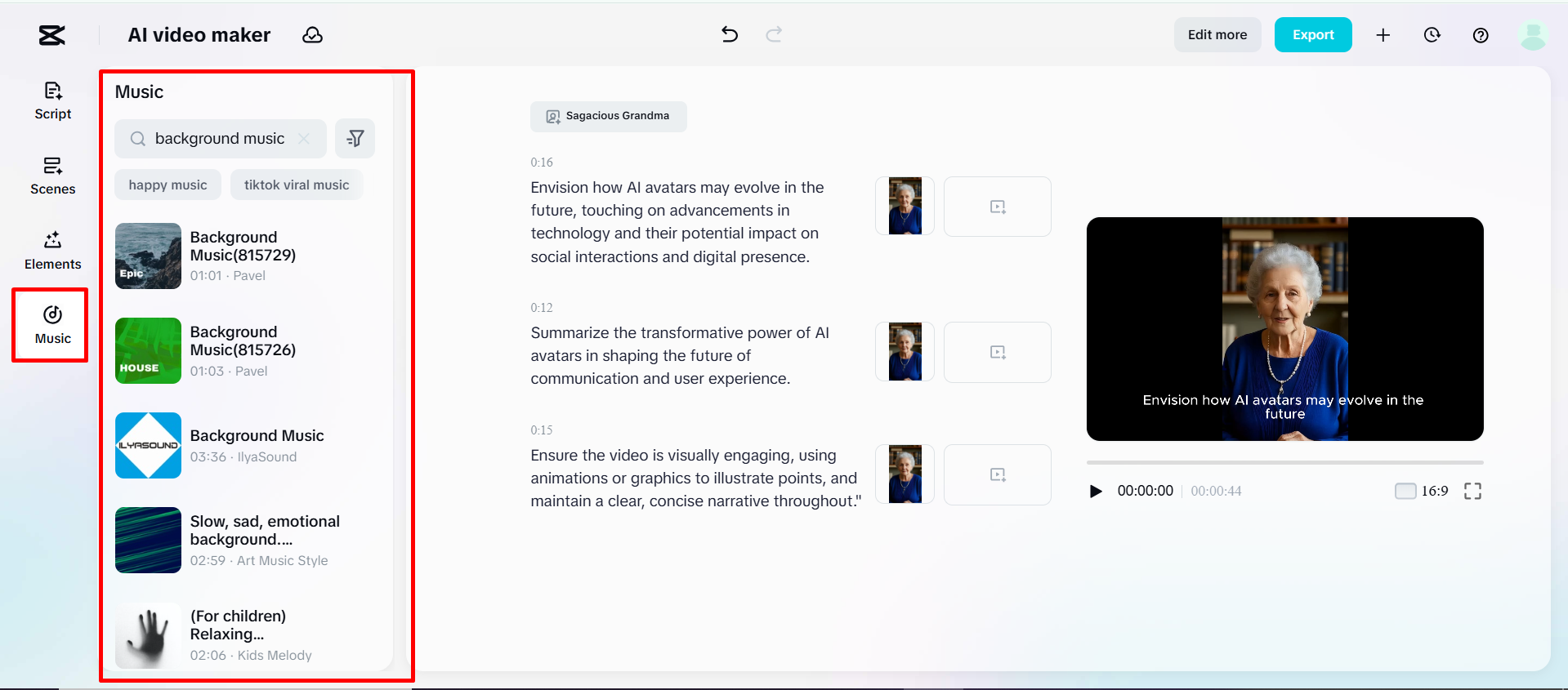 Den Hintergrundtrack auf der CapCut Web einfügen