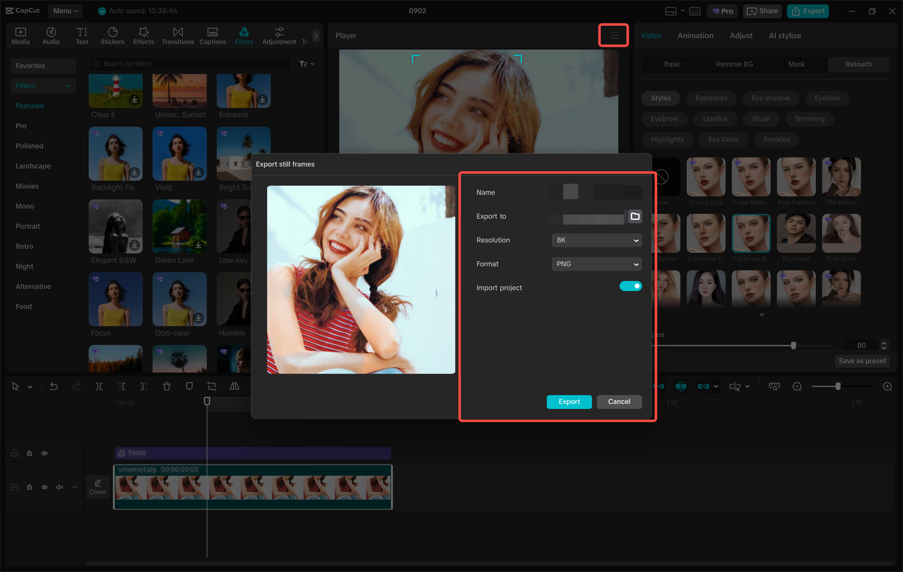 Exporting the media from the CapCut desktop video editor