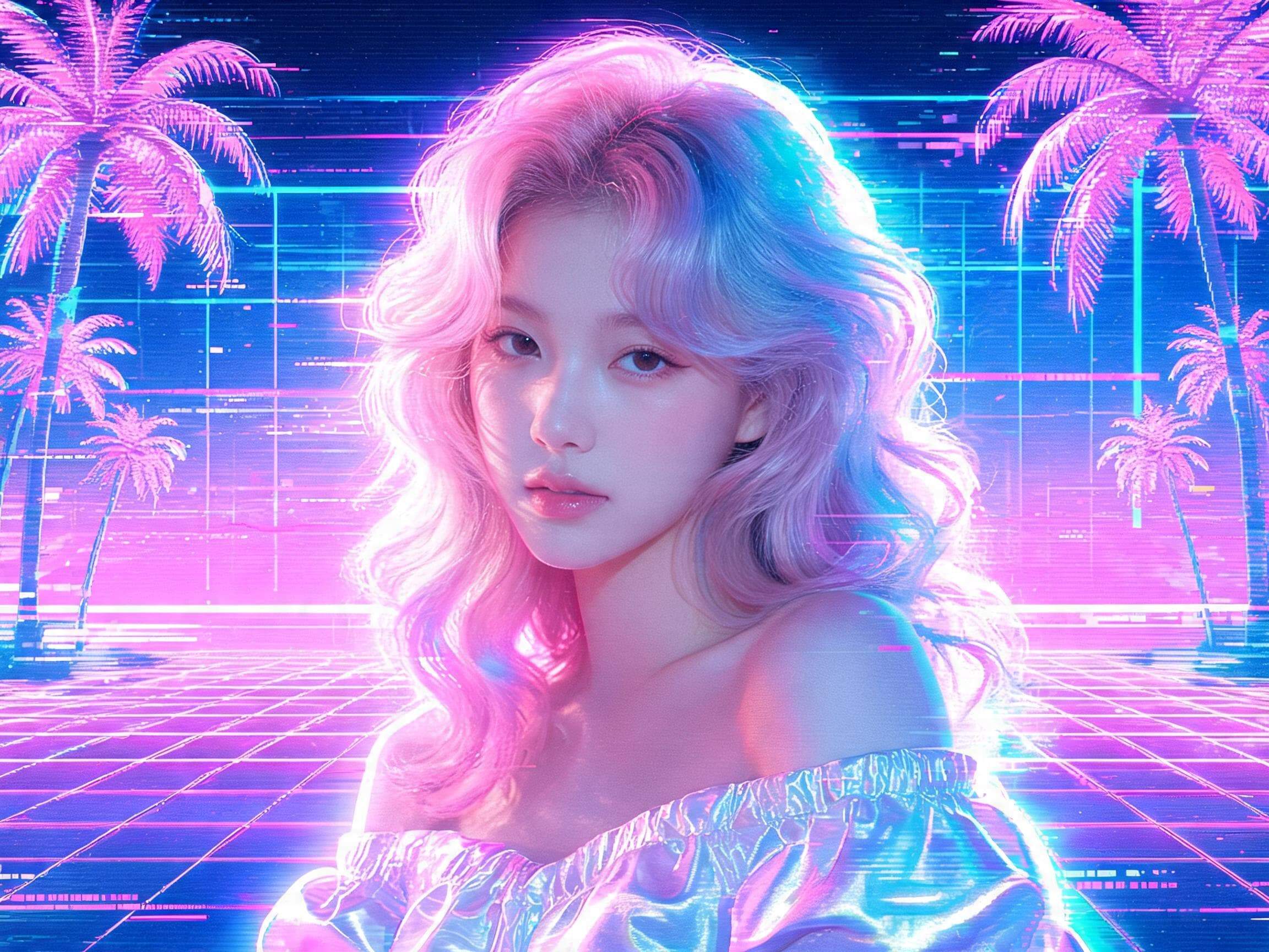 Mag-prompt para sa isang retro portrait sa vaporwave aesthetic