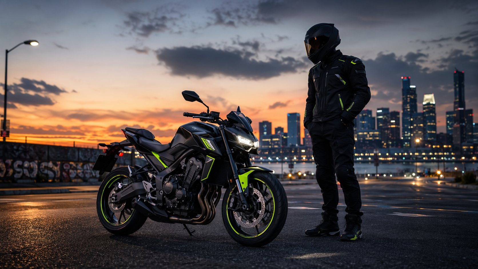Dreamina Bajaj Pulsar NS200 Bike Prompts Prompt Beispiel 1: Urban Sport Bike Hero